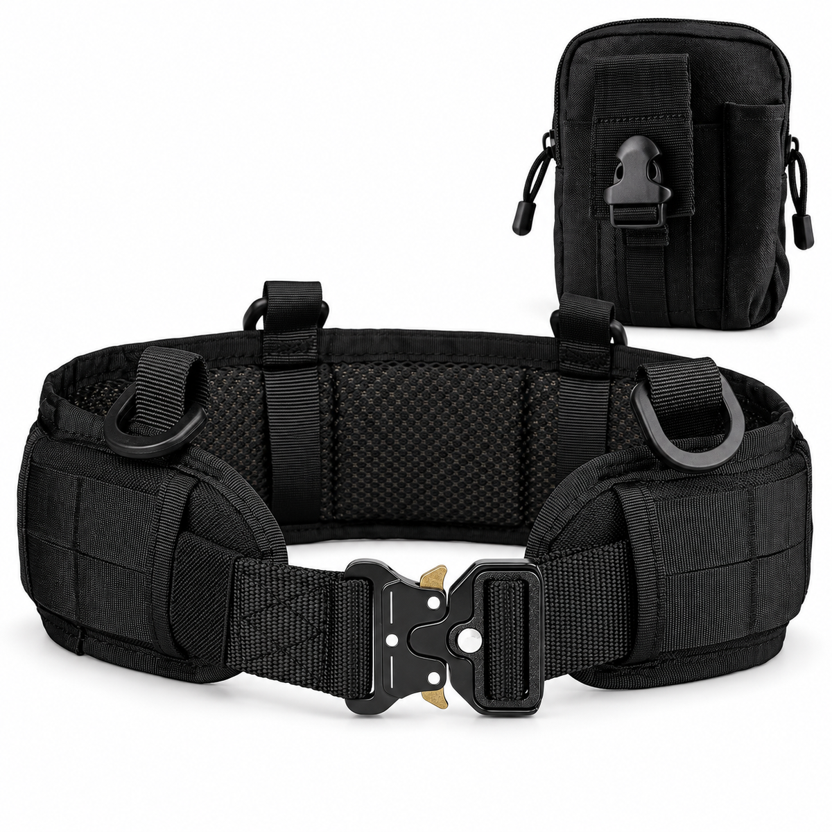 Phantom Field Kit — black padded belt and one utility pouch on a white background; Belt + Pouch configuration