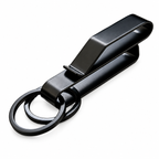 Black Phantom belt clip with two overlapping key rings on a white background.