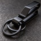 Close view of the two overlapping rings on the black Phantom belt clip.
