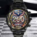 Reloj de aniversario negro Constitution & Liberty con águila y motivo del 250.º aniversario