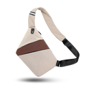 Bolso cruzado Slim Carry 3 beige y café con correa ajustable