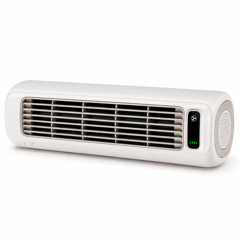 Enfriador de aire portátil blanco FlowMax sobre fondo blanco