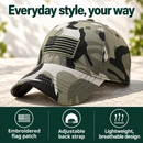 Gorra Nightfall con bandera bordada, tira ajustable y diseño transpirable