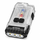 Linterna translúcida GlowCore V15 con LED laterales, botones y clip de transporte