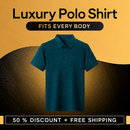 Banner promocional de la camisa polo Luxury color verde azulado