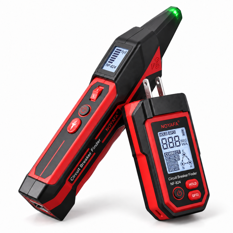 Receptor y transmisor NF-824 rojo y negro sobre fondo blanco
