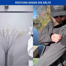 Gráfico de la chaqueta DryMax con un hombre al aire libre e imágenes de clima frío