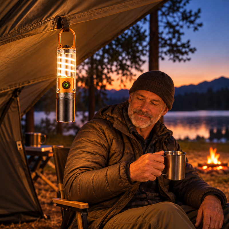 GlowHook X10 — Cuelga una luz sobre el campamento.
