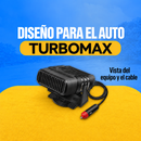 Vista del aparato TurboMax negro con soporte, cable y conector.