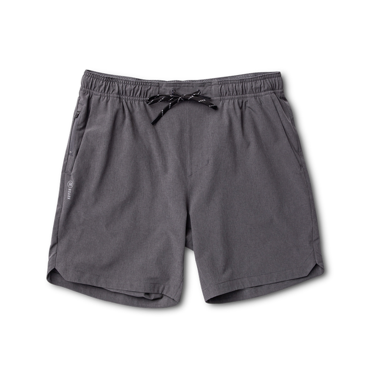 Shorts deportivos Serrano gris carbón con cintura ajustable con cordón, vista frontal