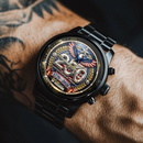 Reloj Constitution & Liberty en una muñeca tatuada