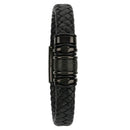 Pulsera negra personalizada con correa trenzada y secciones de nombres grabados