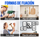 Comparación descriptiva de fijación con taladro, con clavo y adhesiva.
