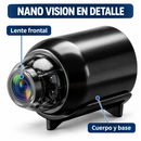 Detalle de la cámara Nano Vision negra, su lente frontal y su base.