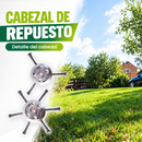 Dos vistas de un cabezal de repuesto con segmentos de cable, con rótulos descriptivos en español.