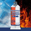 Envase de epoxi para reparación de metales con imágenes de agua y fuego