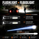 Gráfico Titanium Laser Pro que compara el foco delantero y el reflector lateral