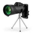 Monocular UltraZoom montado en un trípode plateado compacto
